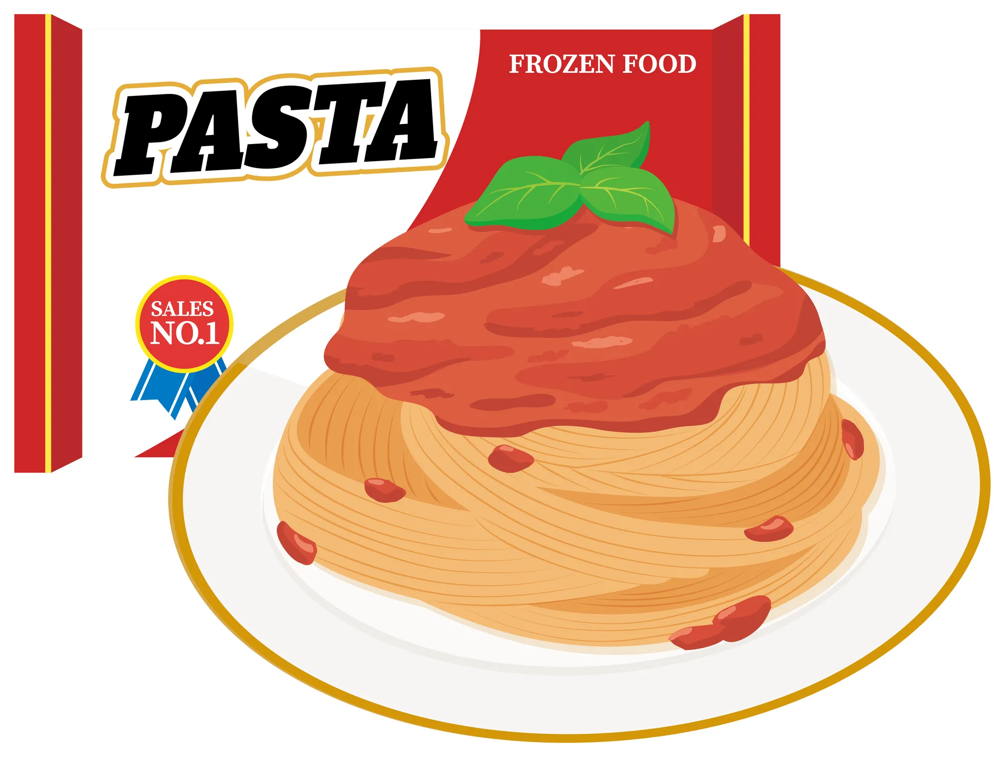 冷凍食品のパスタのイラスト